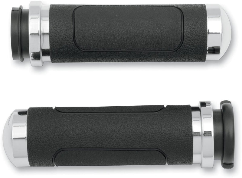 Avon Grips V-cruiser Grips - Pair, Closed End /  No Flange /  No Waffle /  Throttle-By-Wire, Aluminum /  Kraton™ Rubber - Black for Harley-Davidson Touring, Softail, Dyna & Trike 2