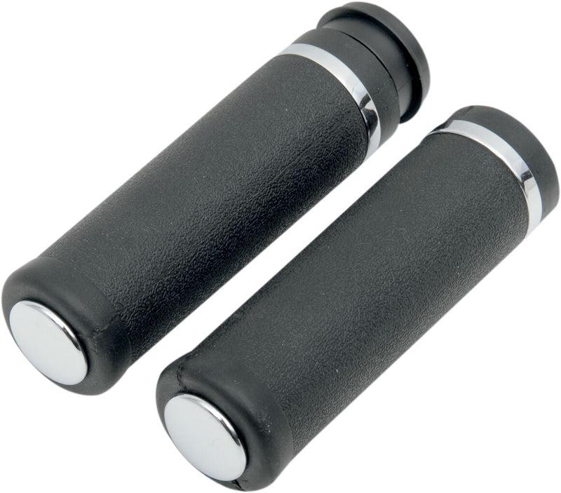 Drag Specialties Rubber Grips with Accent Rings and End Caps Fits Harley-Davidson Touring, Trike Models 2003-2015