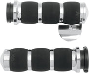 Avon Performance Air Cushioned Grips In Chrome With Throttle Boss For 2008-2024 Harley-Davidson E-Throttle Models & Road King Special/Trike Black| Chrome #AIR-90-CH-FLY-B