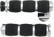 Avon Grips Air Cushioned Grips With Throttle Boss In Chrome For Metric Touring Motorcycles Black| Chrome