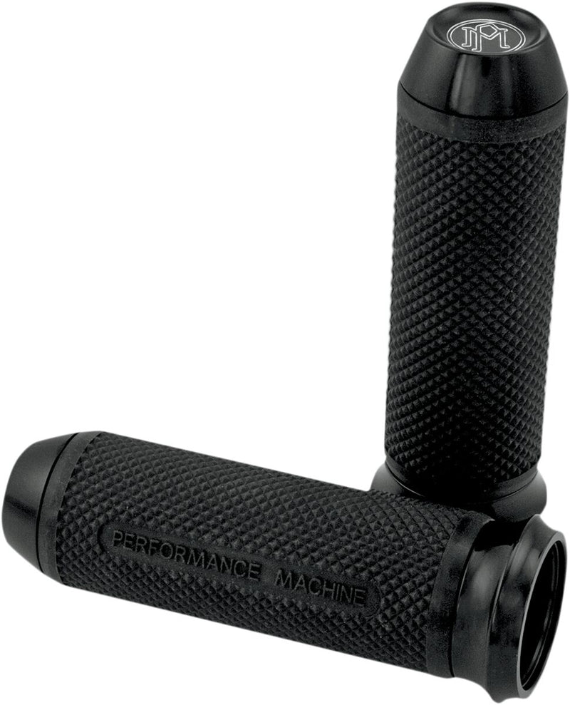 Performance Machine Elite Custom Grips - Aluminum /  Rubber, Closed End /  No Flange /  No Waffle /  Throttle-By-Wire, Pair - A for Harley-Davidson Touring, Softail, Dyna & Trike 2