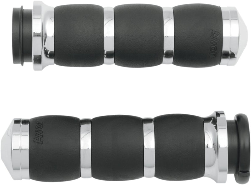 Avon Performance Velvet Air Cushioned Grips In Chrome For 2008-2024 Harley-Davidson E-Throttle Models & Road King Special/Trike Black| Chrome