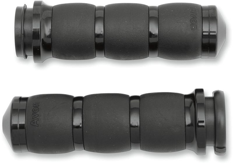 Avon Velvet Air Cushioned Grips in Black Anodised For 2008-2024 Harley-Davidson E-Throttle Models & Road King Special/Trike Anodised| Black #AIR-96-FLY