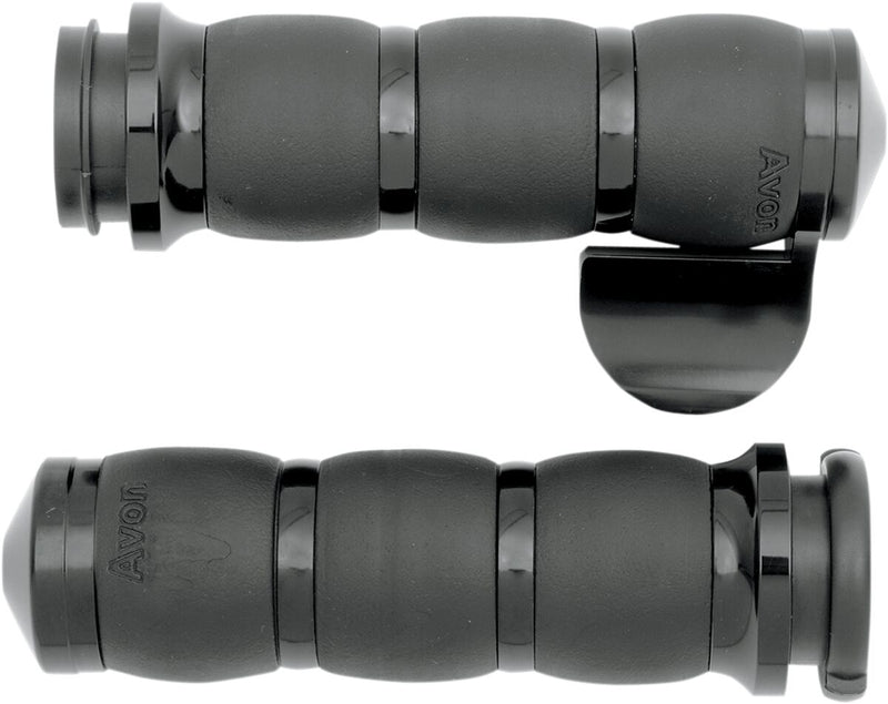 Avon Performance Velvet Air Cushioned Grips In Black With Throttle Boss For 2008-2023 Harley-Davidson Electronic Throttle Models