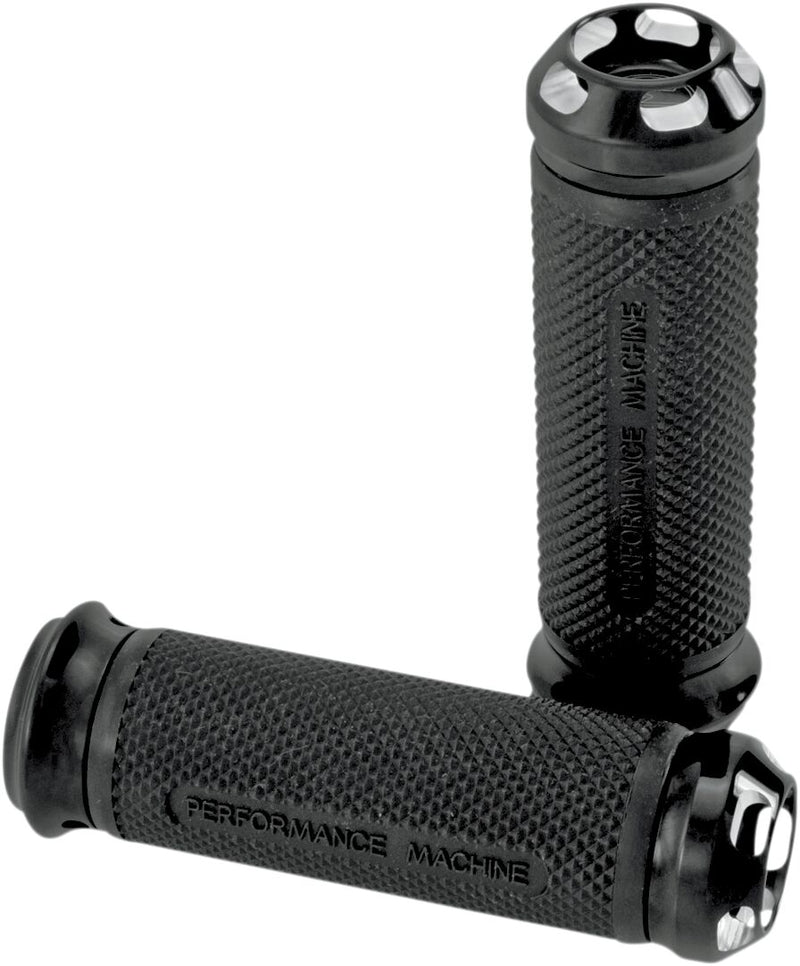 Performance Machine Elite Apex Custom Grips - Aluminum /  Rubber, Pair, Closed End /  No Flange /  No Waffle /  Throttle-By-Wir for Harley-Davidson Touring, Softail, Dyna & Trike 2