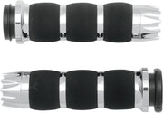 Avon Performance Air Cushioned Excalibur Grips in Chrome For 2008-2024 Harley-Davidson E-Throttle Models & Road King Special/Trike Black| Chrome