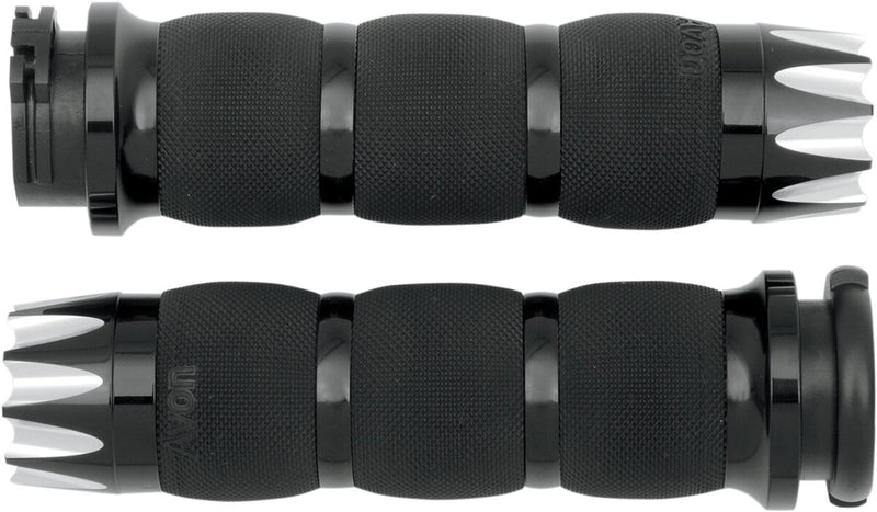 Excalibur Air Cushioned Grips Dyna, Softail, Classic, Sportster, Touring, V-Rod Anodised| Black