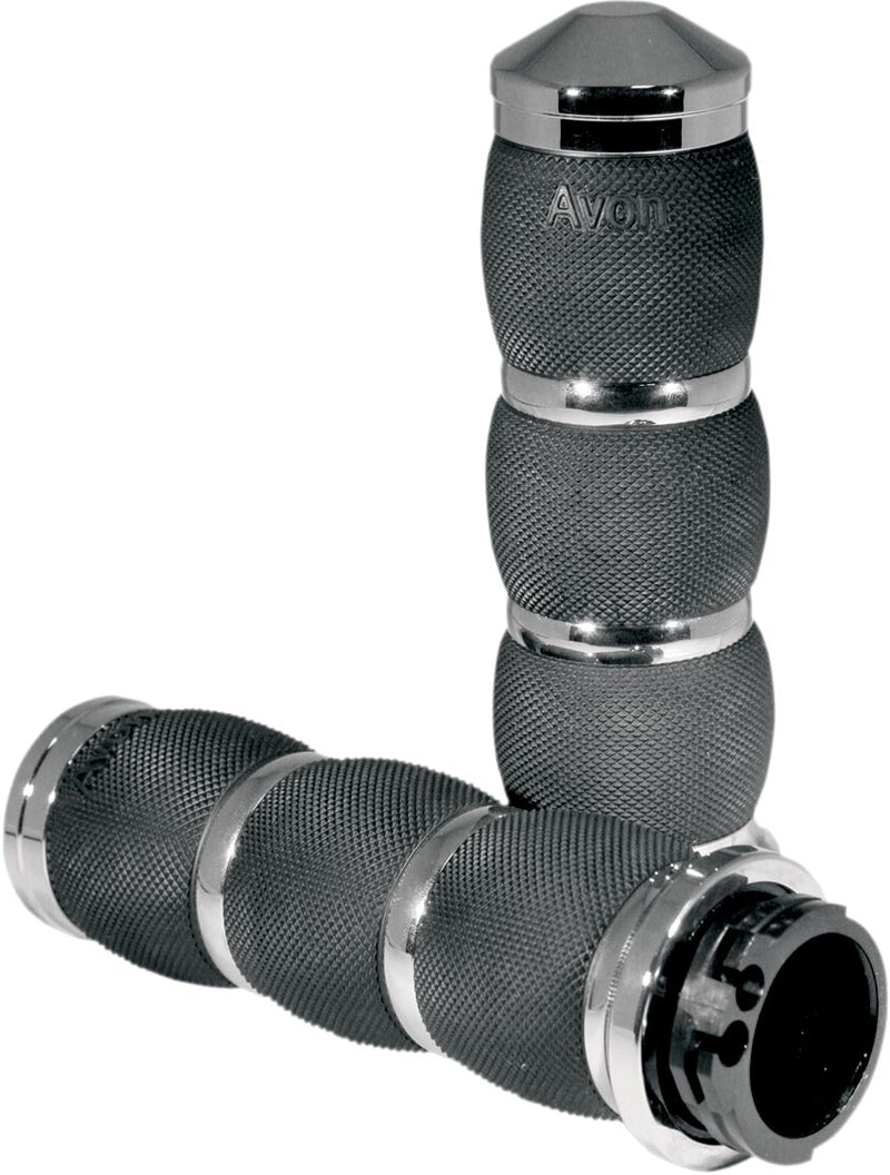 Avon Performance Air Cushioned Grips In Chrome For 1974-2023 Harley-Davidson Single And Dual Throttle Cable Models