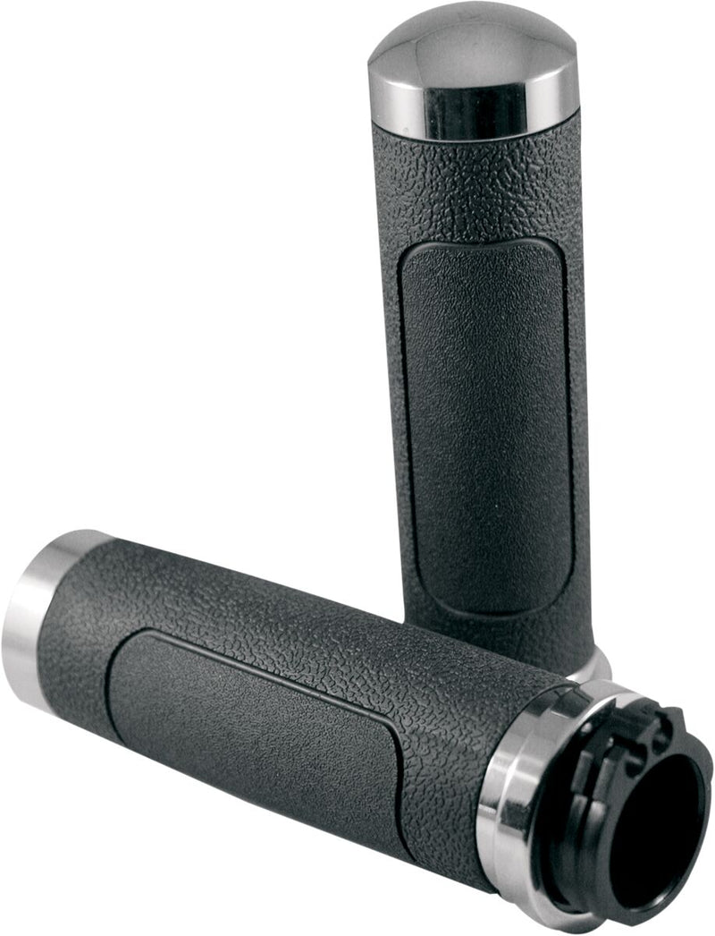 Avon Grips V-cruiser Grips - Aluminum /  Kraton™ Rubber, Cable /  Closed End /  No Flange /  No Waffle, Pair - Black / Poli for Harley-Davidson Touring, Softail, Sportster & Dyna 1
