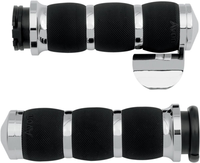 Avon Performance Air Cushioned Grips In Chrome With Throttle Boss For 1974-2023 Harley-Davidson Single And Dual Throttle Cable Models