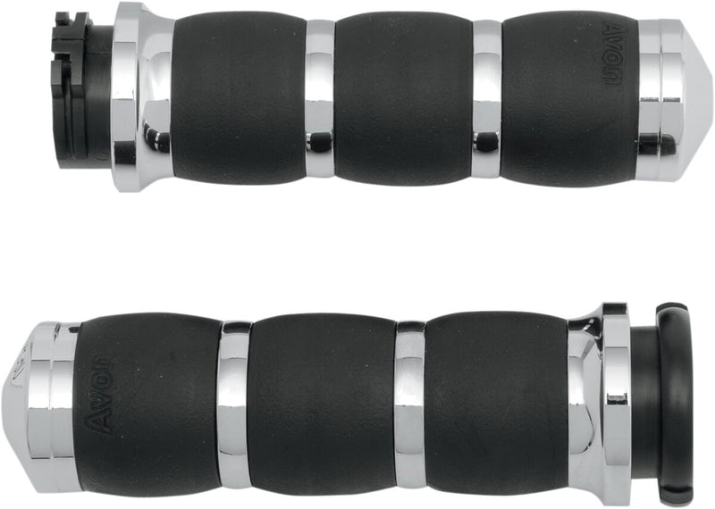Avon Grips 3-ring Velvet Air Grips - Pair, Aluminum /  Rubber, 3-Ring /  Cable /  Closed End /  No Waffle /  Smooth - Black for Harley-Davidson Touring, Softail, Sportster & Dyna 1