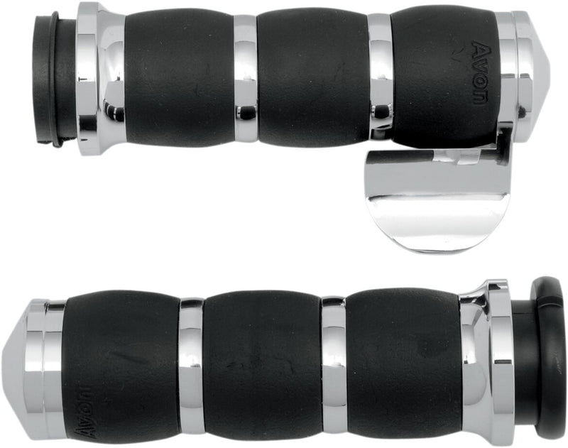 Avon Performance Velvet Air Cushioned Grips In Chrome With Throttle Boss For 1974-2023 Harley-Davidson Single And Dual Throttle Cable Models