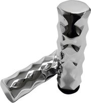 LA Choppers Billet Hex Grips Chrome Silver Closed End No Flange Aluminium Pair #LA-7491-00