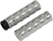 LA Choppers Billet Hex Grips Chrome Silver Closed End No Flange Aluminium Pair #LA-7491-00