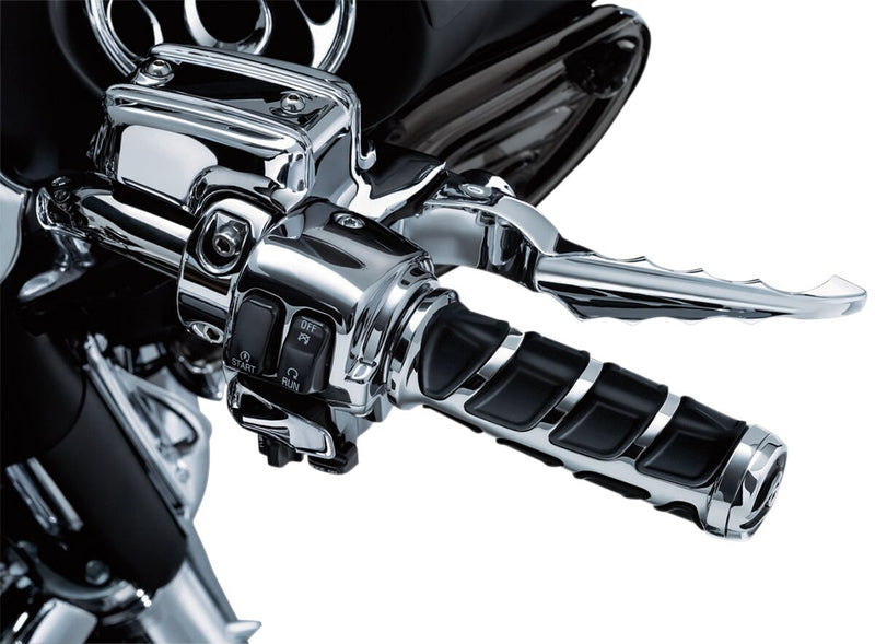 Kuryakyn Kinetic Grips In Chrome For For 2008-2024 Harley-Davidson E-Throttle Models & Road King Special/Trike Black| Chrome #KUR6352