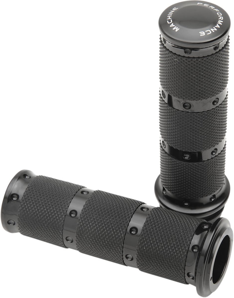 Performance Machine Contour XLS Renthal Wrapped Grips - 3-Ring /  Closed End /  No Flange /  No Waffle /  Throttle-By-Wire, Alu for Harley-Davidson Touring, Softail, Dyna & Trike 2