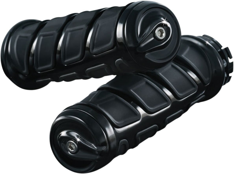Kuryakyn Kinetic™ Grips Black Gloss Aluminium Rubber Pair #KUR6376