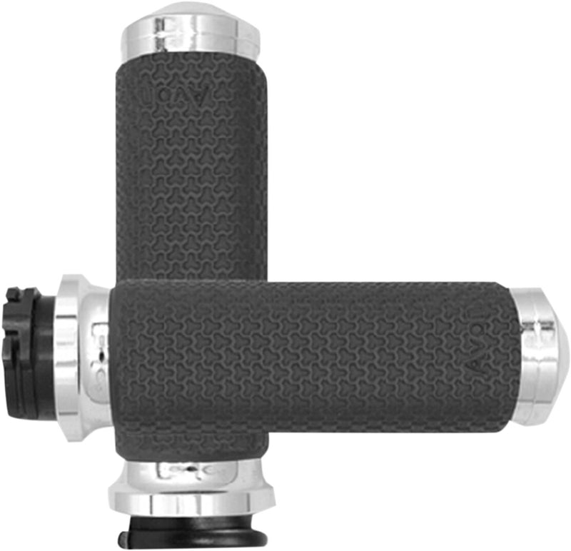 Avon Grips Vibration Dampening Memory Foam Grips - Cable /  Closed End /  Large /  No Flange /  No Waffle, Pair, Aluminum /  for Harley-Davidson Touring, Softail, Sportster & Dyna