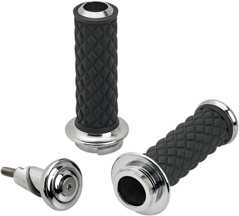 Biltwell Chrome Alumicore Throttle-By-Wire Grip Set for Various Various Harley-Davidson Motorcycles (See Fitment List)