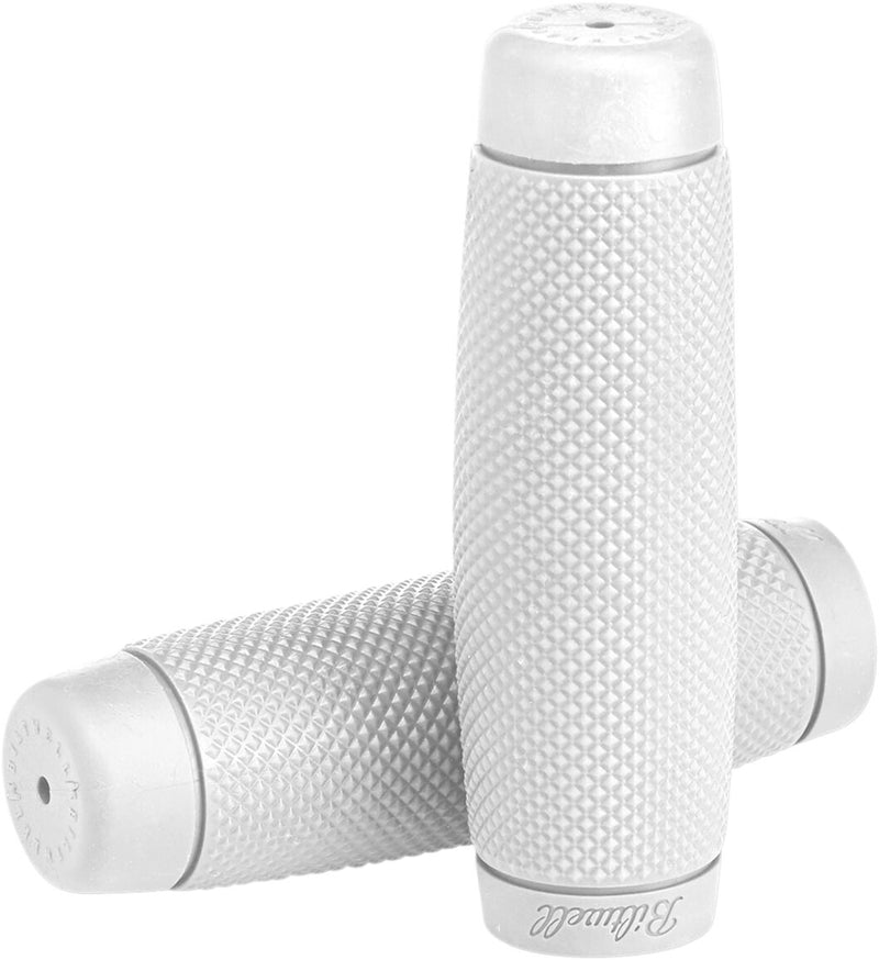 Biltwell Recoil Bar Grips Flat White Closed End Diamond Knurled Kraton™ Rubber Pair