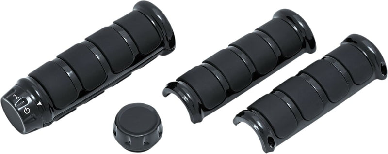 Kuryakyn ISO Grip Covers For OEM Heated Grips In Black For Harley-Davidson 2018-2023 Softail, 2016-2017 FXDLS & 2008-2023 Touring Models