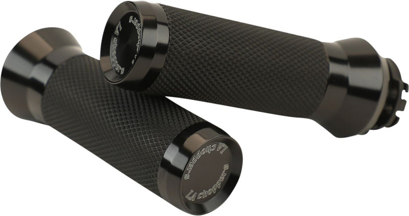 LA Choppers Grips Black Closed End Flange Aluminium Rubber Pair