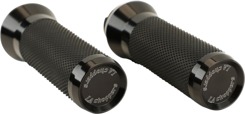 LA Choppers Grips Black Closed End Flange Aluminium Rubber Pair