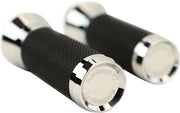 LA Choppers Grips Chrome Silver Cable Closed End Aluminium Rubber Pair #LA-7492-01