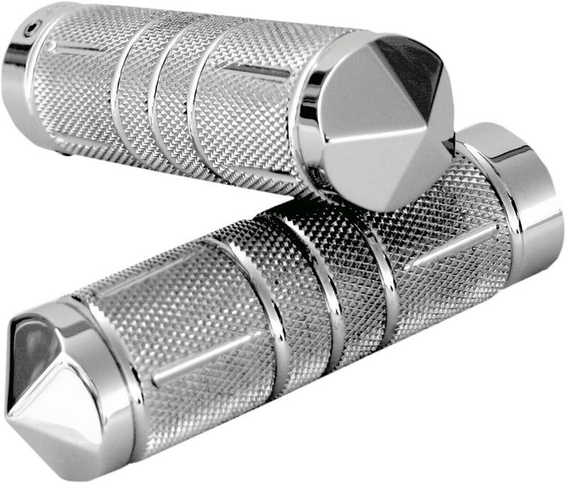 Accutronix Knurled Diamond Custom Grips - Pair, Aluminum, Closed End /  Diamond Knurled /  No Flange /  No Waffle /  Throttle-By-Wire - Chrome for Harley-Davidson Touring & Trike 2