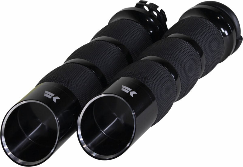 Khrome Werks Edge Grips - Air Cushion /  Edge, Pair, Cable /  Closed End /  No Flange /  No Waffle - Black for Harley-Davidson Touring, Softail, Sportster & Dyna 1982-2024