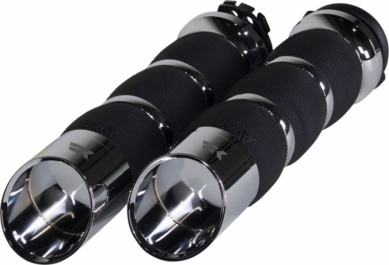 Khrome Werks Edge Grips - Pair, Aluminum /  Rubber, Air Cushion /  Edge - Chrome for Harley-Davidson Touring, Softail, Sportster & Dyna 1982-2024