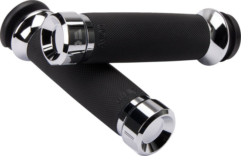 Khrome Werks Klassic Grips - Pair, Aluminum, Closed End /  No Flange /  No Waffle /  Throttle-By-Wire - Chrome for Harley-Davidson Touring, Softail & Trike 2024