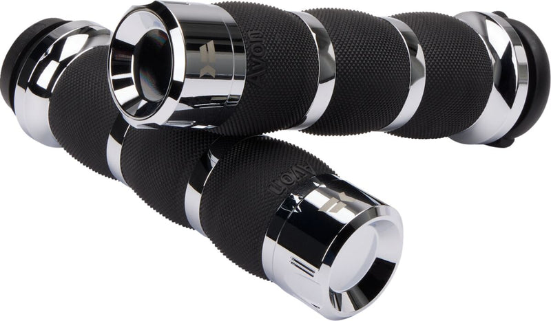 Khrome Werks Klassic Grips - Aluminum, 3-Ring /  Closed End /  No Flange /  No Waffle /  Throttle-By-Wire, Air Cushion /  Klassic - Chrome for Harley-Davidson Touring, Softail & Tr
