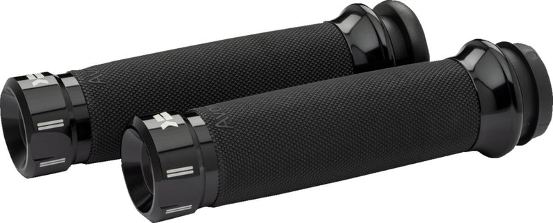 Khrome Werks Klassic Grips - Pair, Cable /  Closed End /  No Flange /  No Waffle, Aluminum - Black