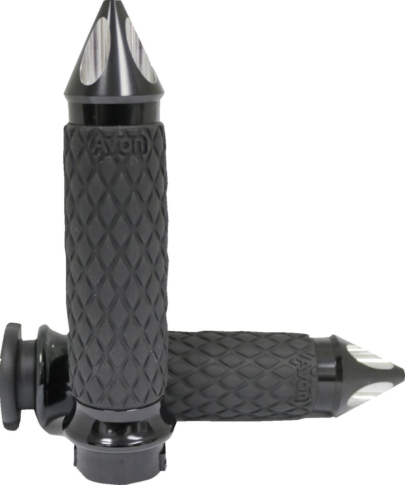 Avon Grips Diamond Contour Grips - 11,7 cm (4-5/8"), Pair, Custom Contour - Anodized / Black for Harley-Davidson Touring, Softail, Dyna & Trike 2007-2024
