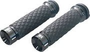 Khrome Werks Klassic Grips for 2008-2025 Harley-Davidson Custom Contour Black Closed End Diamond Knurled Aluminium Pair #500300