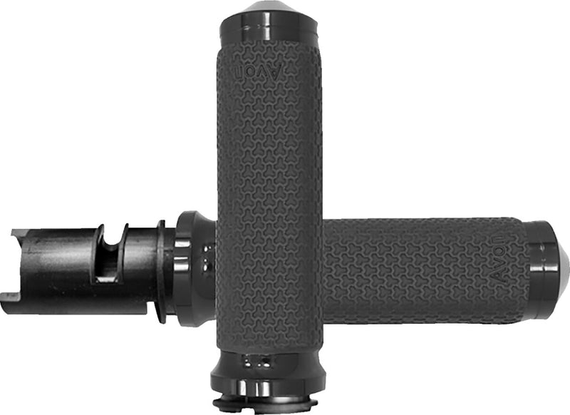 Avon Grips Memory Foam Grips for 2023-2026 Harley-Davidson Anodised Black Closed End Diamond Knurled Aluminium Pair