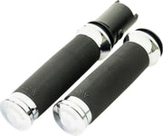 LA Choppers County Line Grips for 2023-2026 Harley-Davidson Chrome Silver Closed End Throttle-By-Wire Billet Aluminium Pair #LA-7493-01