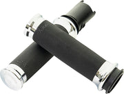 LA Choppers County Line Grips for 2023-2026 Harley-Davidson Chrome Silver Closed End Throttle-By-Wire Billet Aluminium Pair #LA-7493-01
