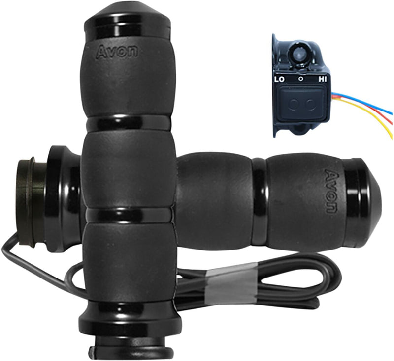 Avon Velvet Air Heated Black Anodised Grips For HD TBW (E Throttle) Models With 1 inch Bars