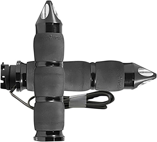 Avon Spike Heated Aircushion Black/Silver Anodised Grips For Indian 2015-2022 Scout Models