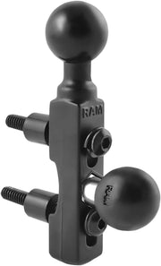 RAM Mounts Motorcycle Brake/Clutch Reservoir Base Mount with 1" Balls Black Powder-Coated Double Ball Universal Mounting Aluminium Kit #RAM-B-309-2U