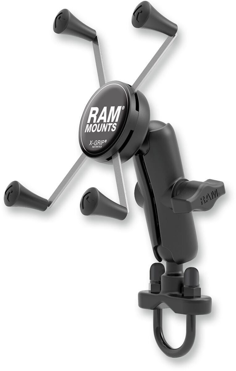 RAM Mounts Handlebar Rail Mount with U-Bolt Base and Universal X-Grip® Cradle Black Flat Phone Aluminium Composite #RAMB149Z-UN10U