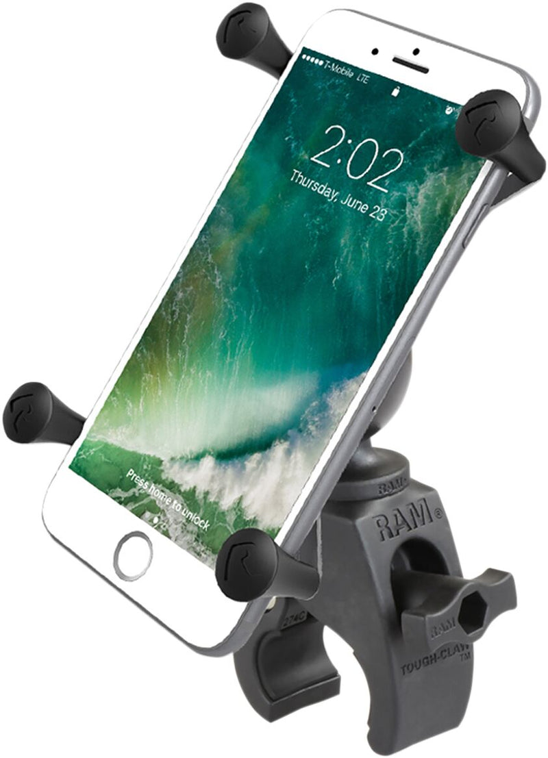 RAM Mounts Tough-Claw™ Mount with Universal X-Grip® Cradle Black Flat Large Phone Aluminium Composite #RAMHOLUN10400U