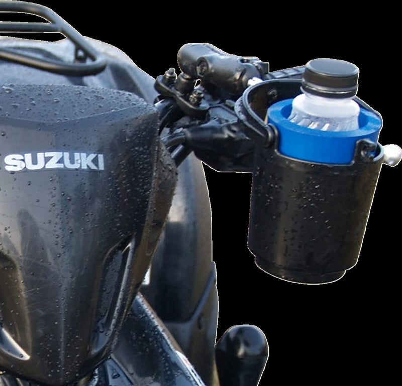 RAM Mounts Handlebar Rail Mount with U-Bolt Base, Level Cup™ Drink Holder and Koozie Black Flat Universal PVC #RAM-B-132RU