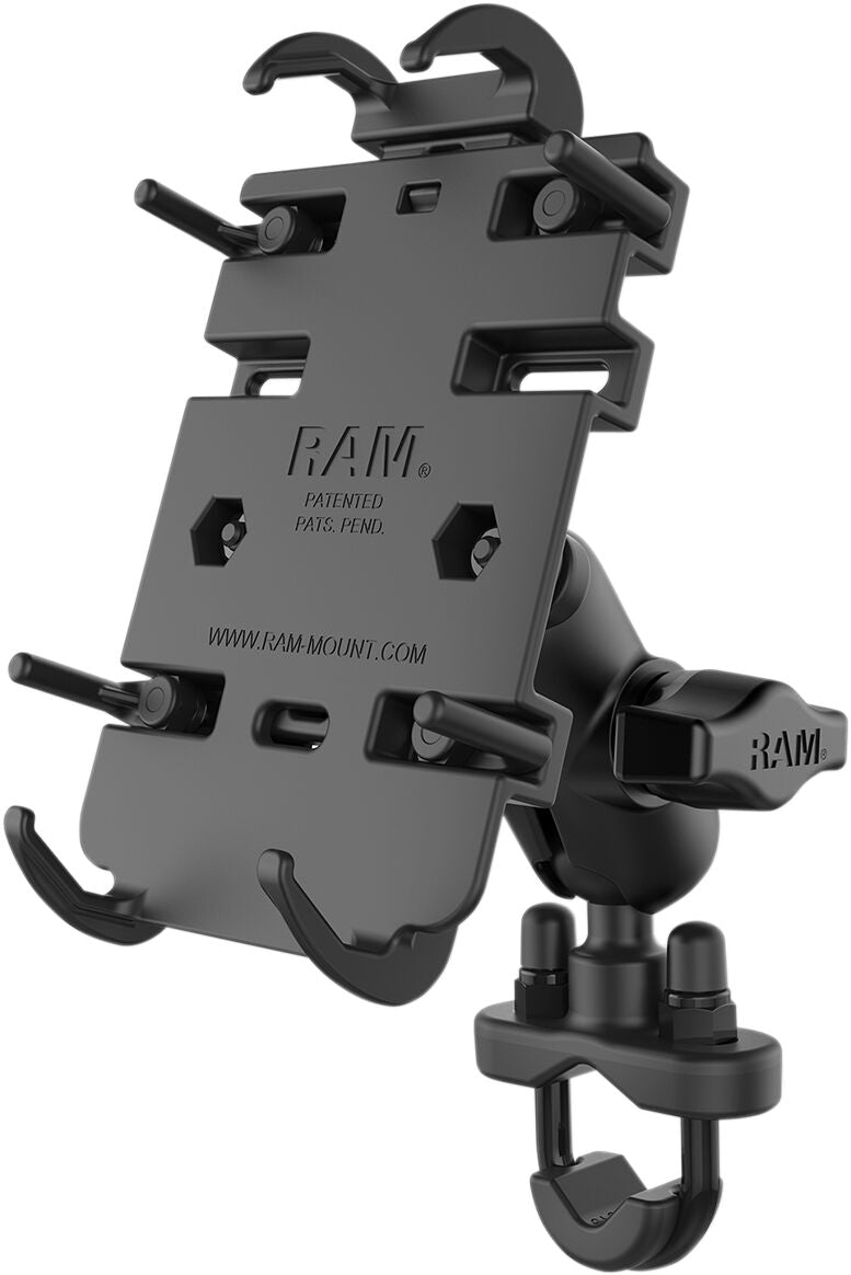 RAM Mounts Quick Grip™ Phone Mount with U-Bolt Base Quick-Grip™ Cradle Black Flat Universal Composite #RAM-B-149ZA-PD3