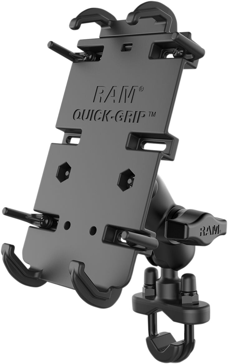 RAM Mounts Quick Grip™ Phone Mount with U-Bolt Base Quick-Grip™ XL Cradle Black Flat Universal Composite #RAM-B-149ZA-PD4