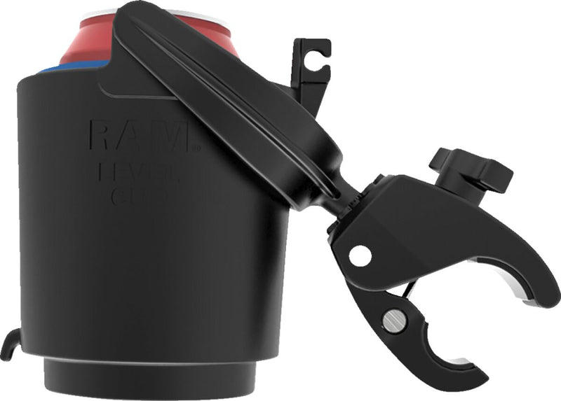 RAM Mounts Tough-Claw™ Mount with Level Cup™ Drink Holder Black Flat Universal Composite Kit #RAM-B-132-400