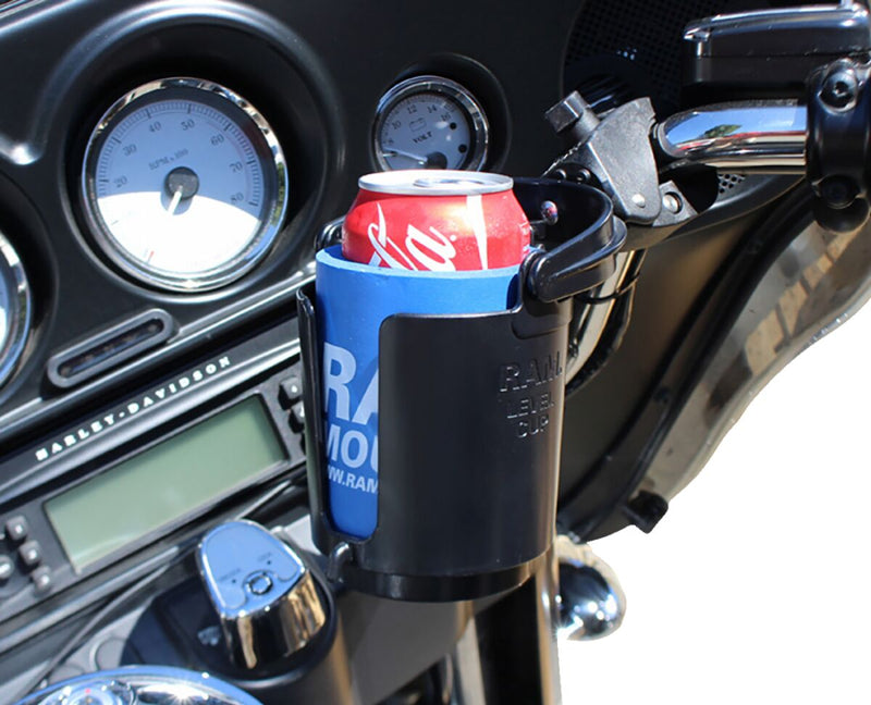 RAM Mounts Tough-Claw™ Mount with Level Cup™ Drink Holder Black Flat Universal Composite Kit #RAM-B-132-400