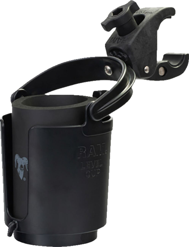 RAM Mounts Tough-Claw™ Mount with Level Cup™ Drink Holder Black Flat Universal Composite Kit #RAM-B-132-400